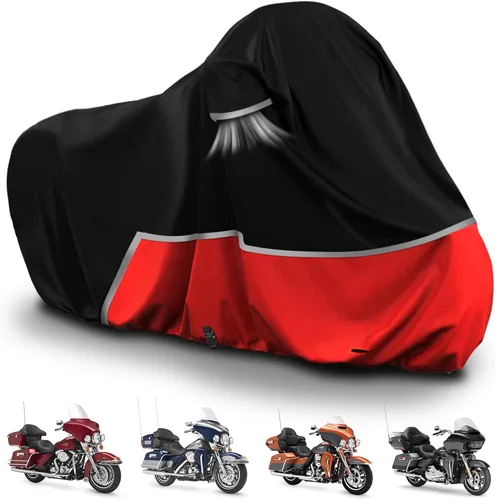 Vista 16 de Cubierta impermeable para motocicletas de repuesto para modelos Harley Davidson Cruiser, tela Oxford 420D Softail, Dyna, Iron 883, Fat Boy 114