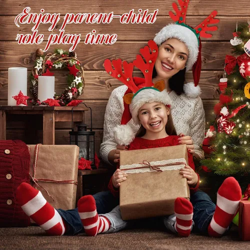 Vista 4 de 12 diademas de cuernos de reno de Navidad, decoración de diadema de Navidad, adorno de aro para el cabello, disfraz para niñas y mujeres adultas