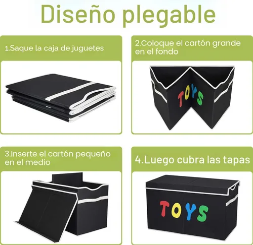 Vista 7 de YOLOXO Caja de Juguetes Cofre, Contenedores de Almacenamiento Plegables Resistentes con Tapas, Cajas Organizadoras de Almacenamiento de Juguetes