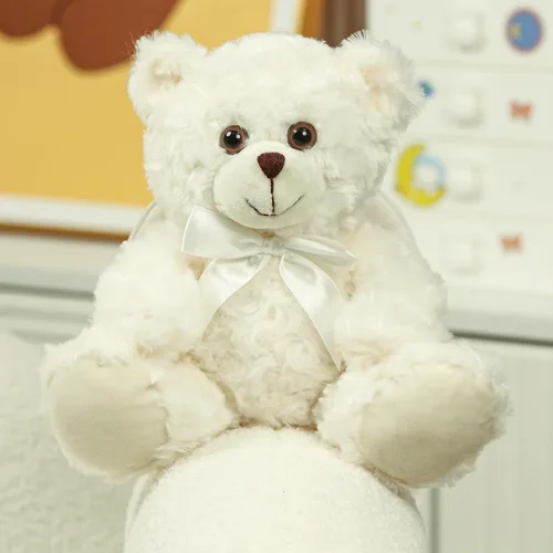 Vista 5 de Plushland Oso de peluche color crema de peluche – Ángel - Oso de peluche para niños y adultos 11 pulgadas