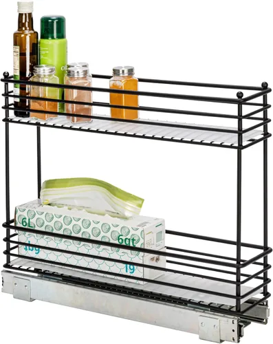 Vista 19 de Household Essentials Organizador extraíble de dos niveles de acero negro mate