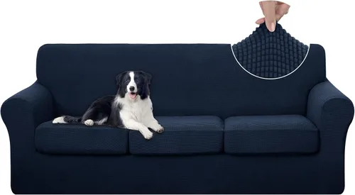 Vista 60 de U-NICE HOME Funda elástica para sofá de 3 piezas, funda de sofá lavable con cojín de asiento individual para sofá de 2 cojines, apta para mascotas