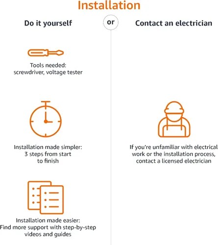 Vista 3 de Amazon Basics - Interruptor inteligente de 3 vías, funciona solo con Alexa, Wi-Fi de 2.4 GHz, no requiere concentrador, color blanco
