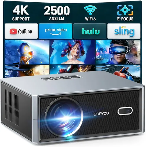 Vista 9 de 1500ANSI Google TV Proyector inteligente, enfoque automático y Keystone, con soporte For Office Presentations, Classroom Teaching, Outdoor Camping