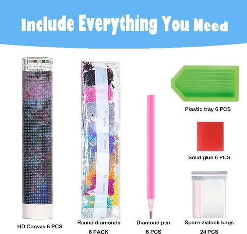 Vista 6 de KINPLUB Paquete de 6 Kits de Pintura de Diamantes para Adultos, Kits de Arte de Diamantes de Playa 5D para Principiantes, Pintura DIY de Taladro