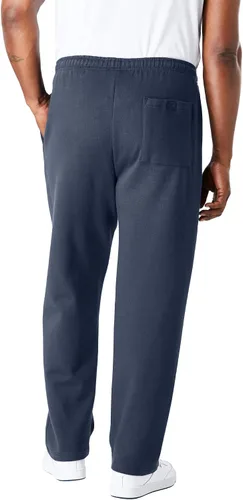 Vista 9 de KingSize - Pantalones de chándal para hombre grandes y altos de forro polar con parte inferior abierta Negro (0816)