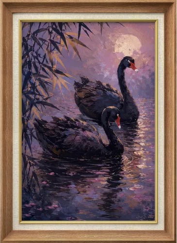 Vista 347 de MUDECOR Lienzo enmarcado prémium para pared, pinos nevados en bosque de invierno, ilustraciones modernas, arte contemporáneo, escénico, divertido