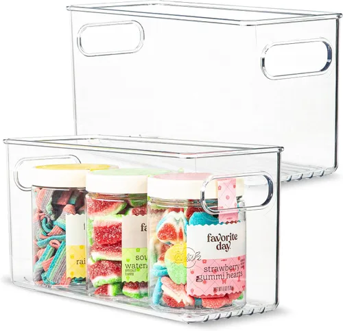 Vista 54 de Contenedor de plástico transparente para almacenamiento de alimentos con asas para organizar cocina, despensa, refrigerador, congelador, despensa