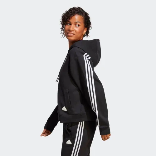 Vista 4 de adidas Sudadera con capucha Future Icon de tres rayas con cremallera completa para mujer