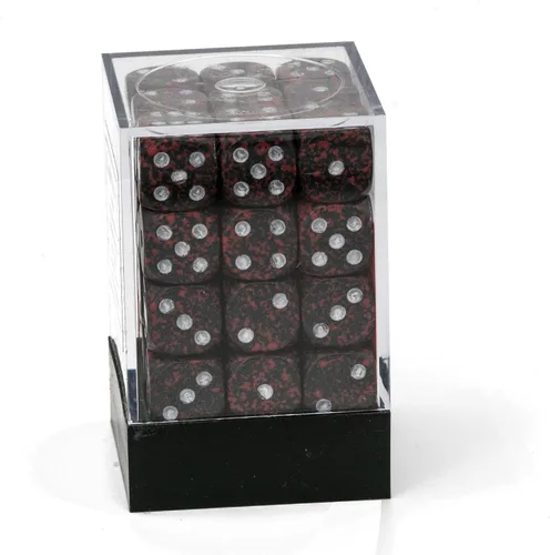 Vista 2 de Chessex Juego de dados poliédricos de volcán plateado moteado de 0.472 in – Compatible con Calabozos y Dragones, Pathfinder y otros juegos de rol