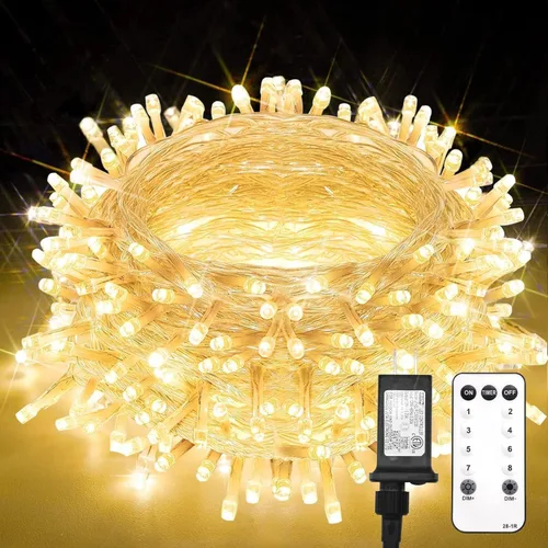 Vista 13 de suddus - Guirnalda 100 luces led conectable, control remoto, enchufe, impermeable, regulable, cable transparente, exterior, otoño, Halloween, Acción