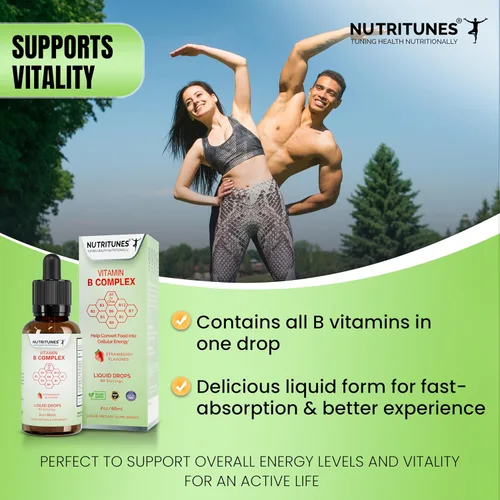 Vista 5 de Complejo Líquido de Vitamina B Fresa - 2 fl oz (2.0 fl oz) Features Liquid Drops, Strawberry Flavor, Methyl B12, Folate, and Easy-to-Use Formula