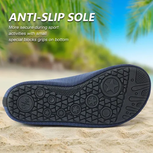 Vista 5 de Deevike Zapatos acuáticos para mujeres y hombres, estilo descalzo, de secado rápido, calcetines de agua sin cordones para playa, piscina, natación
