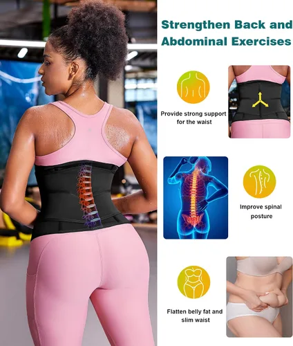 Vista 3 de SUNACGO Entrenador de cintura de sudor para mujer, corsé reductor de cintura, faja deportiva, faja moldeadora de cuerpo, cinturones de vientre