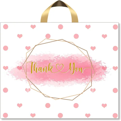 Vista 8 de WAKAKO Paquete de 60 bolsas de plástico con asas, 12 x 15 pulgadas, bolsas de regalo para mercancías minoristas para pequeñas empresas y boutiques