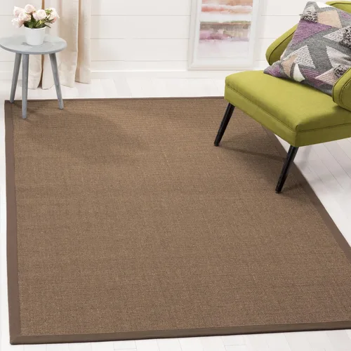 Vista 157 de Alfombra de sisal Safavieh, de color maíz y negro, tejida a mano, de la colección de fibras naturales; 5 x 8 pulgadas, NF441A, Tela, Gris / Gris