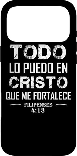 Vista 22 de Filipenses - Carcasa para iPhone 17 con texto en inglés "Todo Lo Puedo En Cristo