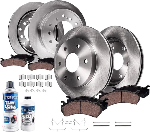 Vista 75 de Detroit Axle - Kit de frenos para Land Rover LR3 2005-2009, Rotores de freno deportivos Range Rover 2006-2009 y pastillas de freno de cerámica 2007