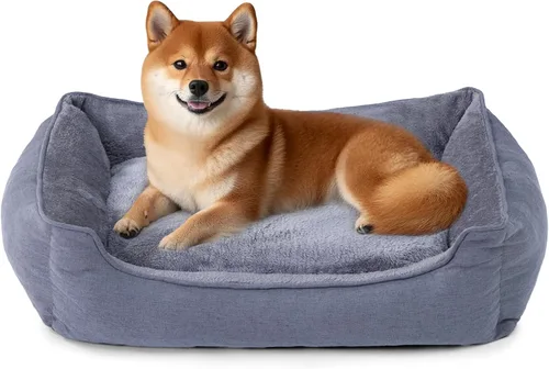 Vista 8 de Makigued Cama rectangular para perro de tamaño mediano con funda extraíble lavable, cama para mascotas con lados de refuerzo, parte inferior
