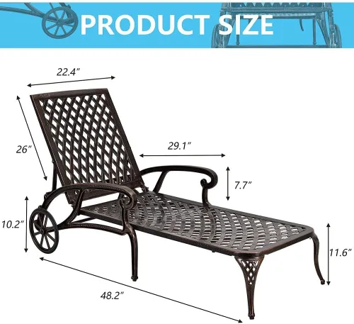 Vista 8 de Saiveina Sillón de aluminio fundido 1pcs marrón