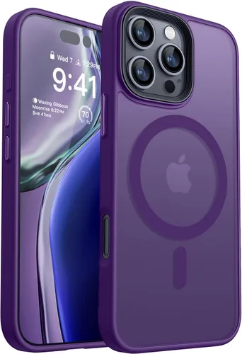 Vista 11 de CANSHN Funda magnética transparente compatible con iPhone 15 Pro [Compatible con Magsafe] [No amarillea] Funda protectora delgada y fina a prueba
