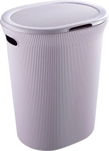 Vista 14 de Superio Colección acanalada - Cesto decorativo de plástico para ropa sucia con tapa y asas recortadas, azul (1 paquete) Organizador de cesta