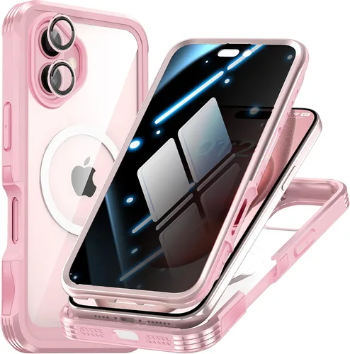 Vista 17 de TOPF&B Funda magnética para iPhone 16, compatible con MagSafe, cubierta completa de 360 grados, protector de pantalla de privacidad integrado