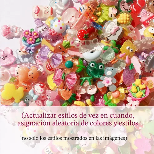 Vista 4 de FULUSODO Juego de adornos de 60 piezas, conjunto de adornos de resina mixta a granel con parte trasera plana