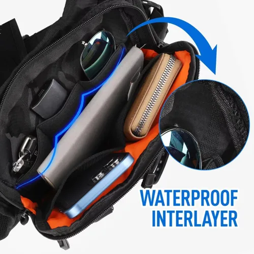Vista 4 de DEYACE - Bolso de pecho para hombre, Negro-cp, Talla única Bolsa EDC para entrenamientos, correr, ciclismo