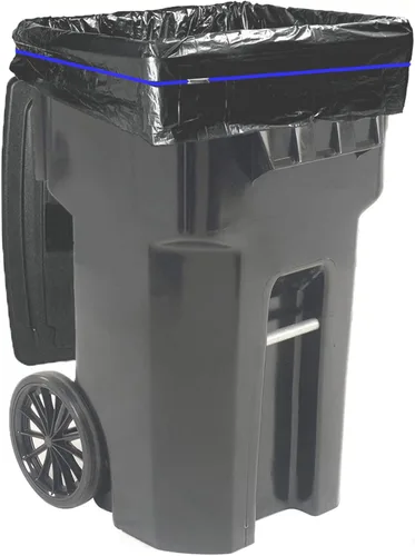 Vista 7 de Hongmed - Bandas de goma resistentes para latas de 50 a 96 galones para cocina, oficina, garaje, bolsas de basura grandes seguras (negro/azul/verde)