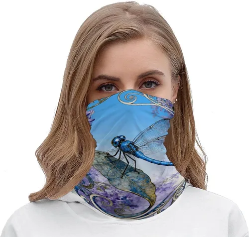 Vista 5 de Sun UV Protection Neck Gaiter Upf 50+ Balaclava Ski Dragonfly Jacaranda Leaf Face Mask Summer Face Cover Scarf Breathable Bandana for Fishing