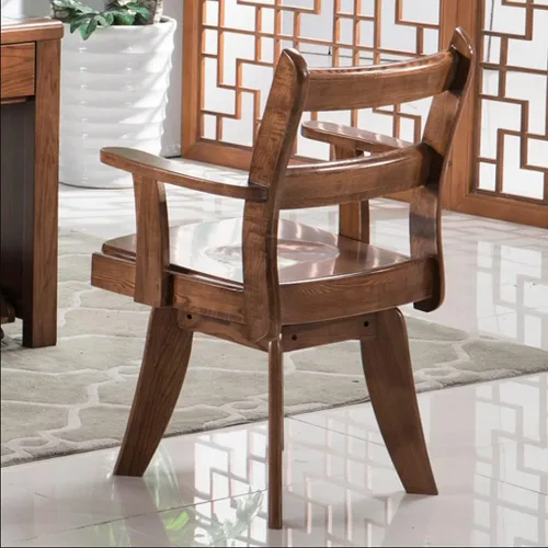 Vista 3 de Sillas de escritorio de oficina, silla de oficina de madera maciza, rotación de 360 grados, silla de escritorio con respaldo cómodo, silla