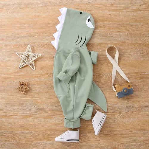 Vista 2 de LYQTloml Mameluco con capucha y dinosaurio de dibujos animados para bebés y niñas