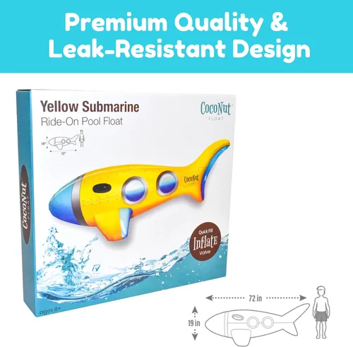 Vista 3 de Flotador de piscina submarino amarillo de coco para exteriores, flotador inflable con asas, flotador duradero de larga duración y juguete acuático