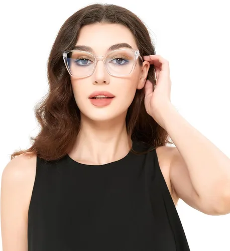 Vista 2 de Gafas de Bloqueo de Luz Azul para Mujeres, de Gran Tamaño con Estilo Ojo de Gato para Computadora y Videojuegos Antirreflejos y Anti-UV RF6204 Verde