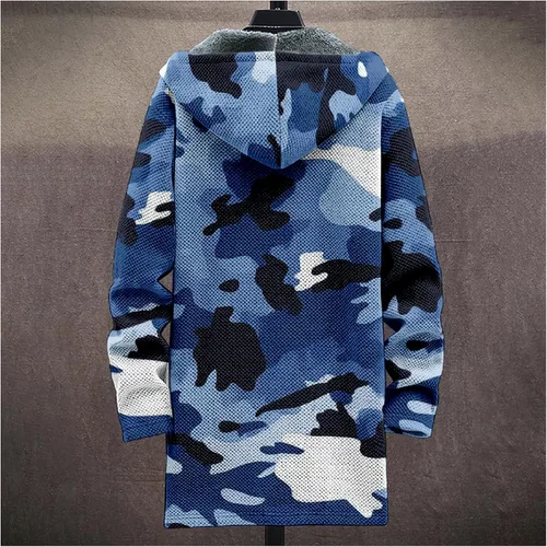 Vista 3 de BIVENANT Sudaderas con capucha con cremallera para hombre, cárdigan con capucha a rayas, sudaderas con capucha de camuflaje, abrigos de moda
