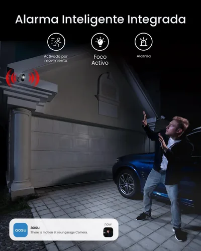 Vista 7 de aosu Cámaras de seguridad solar de 3K/5MP Sistema de vigilancia inalámbrica para el hogar al aire libre, ultra gran angular de 166°