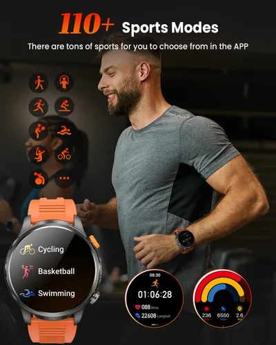 Vista 5 de Military Smart Watches for Men, 1.91" Men's Smart Watch with 1000mAh/5 ATM Waterproof/LED Flashlight/110+ Sport Modes/Heart Rate/SpO2/Sleep Monitor