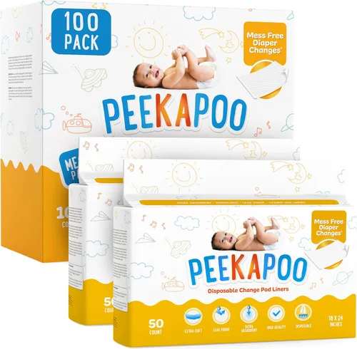 Vista 9 de Peekapoo - Los cambiadores originales desechables para bebé – 50 unidades Super suaves, impermeables, ultraabsorbentes Portátiles, aptos