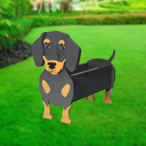 Vista 23 de XOOFMASS Lindas macetas de perro para plantas al aire libre, macetas de madera para perros, macetas en forma de perro, macetas para suculentas