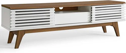 Vista 15 de Modway Render - Mueble moderno de mediados de siglo para mesa de bufé o TV de 63 pulgadas, en color roble