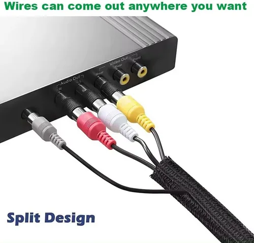 Vista 6 de Funda trenzada para cable de cable, protector de cable de tubería de alambre, funda dividida de PET expandible trenzada para cable de alimentación