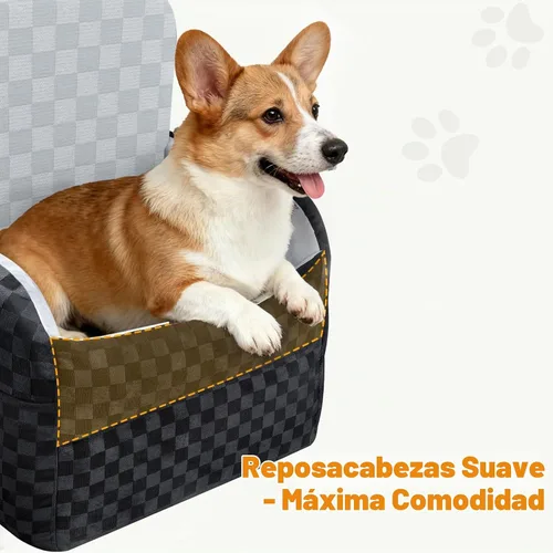 Vista 5 de PETICON Asiento de coche impermeable para perros pequeños y medianos Gris