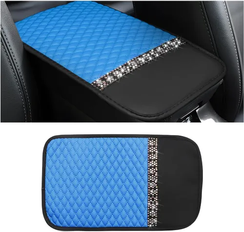 Vista 16 de Funda de Cuero Brillante para Consola Central de Automóvil, Protector de Consola Central de Automóvil con Diamantes de Imitación de Cristal