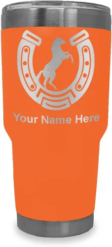 Vista 18 de LaserGram Vaso personalizado de 20 onzas, herradura con caballo (negro)