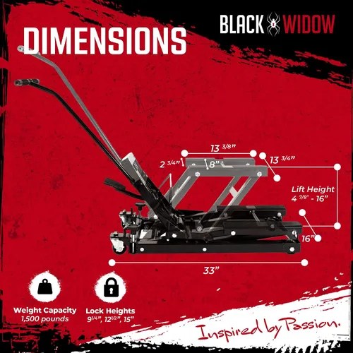 Vista 3 de Black Widow BW-0101 elevador hidráulico para motocicleta