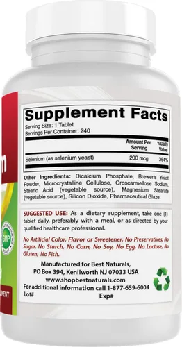 Vista 6 de Best Naturals Suplemento de selenio de 200 mcg, 240