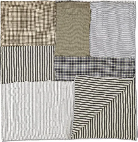 Vista 3 de VHC Brands Ashmont - Accesorio de ropa de cama de algodón con retazos de sirsaca prelavada, costuras inversas, colcha de 70 x 90 pulgadas