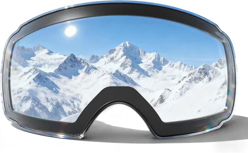 Vista 14 de Innerking Gafas de esquí intercambiables, gafas de nieve con lente magnética, gafas de snowboard antivaho OTG para mujeres, hombres, adultos