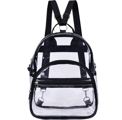 Vista 2 de Mochila pequeña aprobada por el estadio mini mochila transparente para niñas Negro Mini Mochilas Daypack